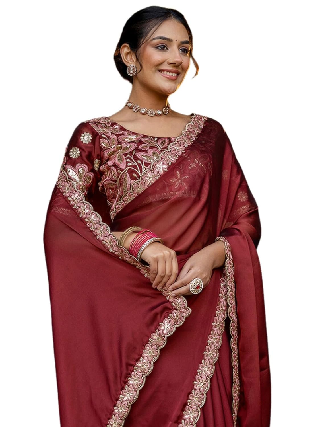 Vasthrlay Black Ethnic Embroidery Sequins Saree for festive ethnic occasions