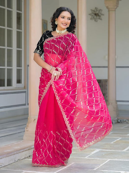 Vasthrlay Classic Embroidery Sequins Saree with elegant ethnic styling