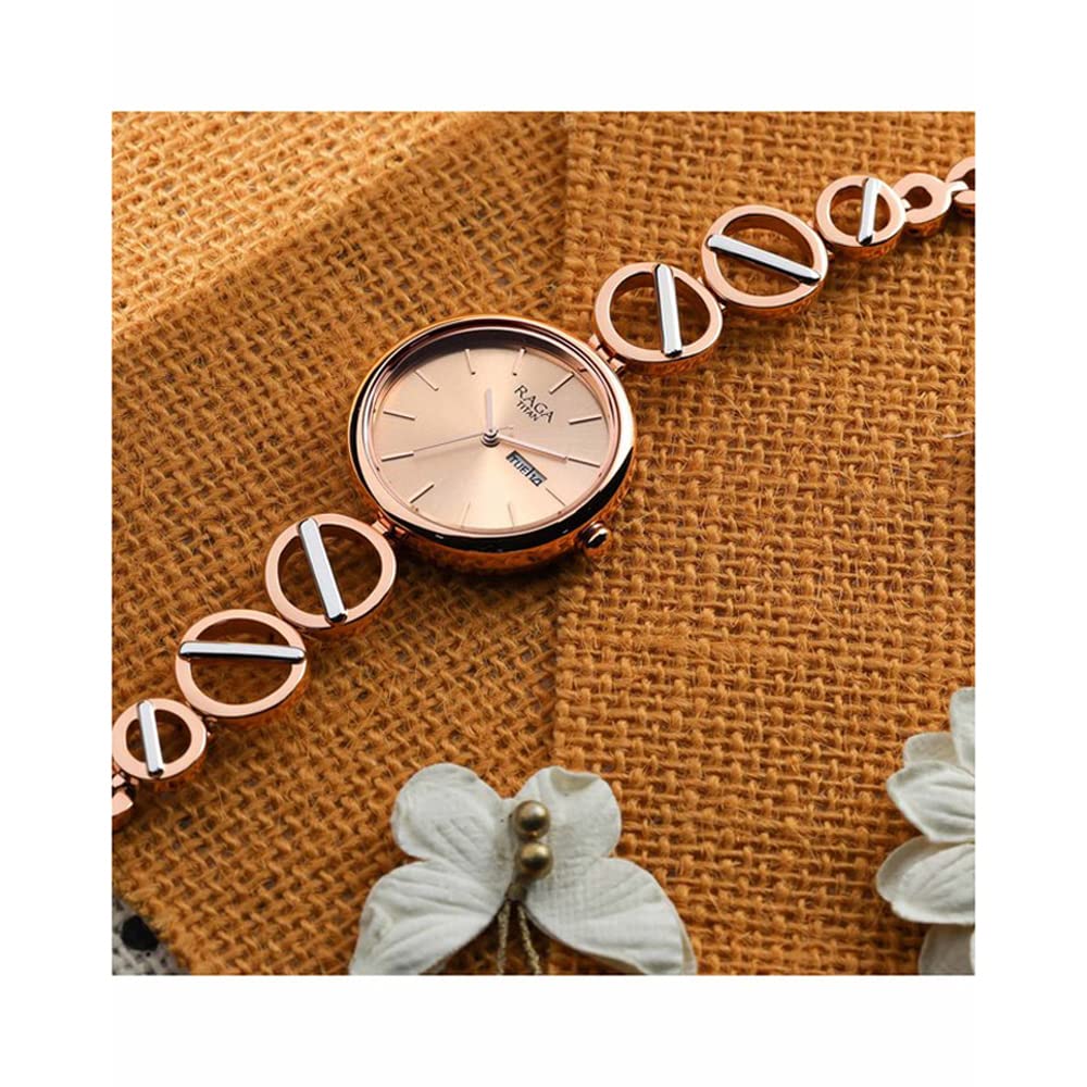 Titan Raga Viva Rose Gold Dial Women Watch With Metal Strap-NS2644KM02