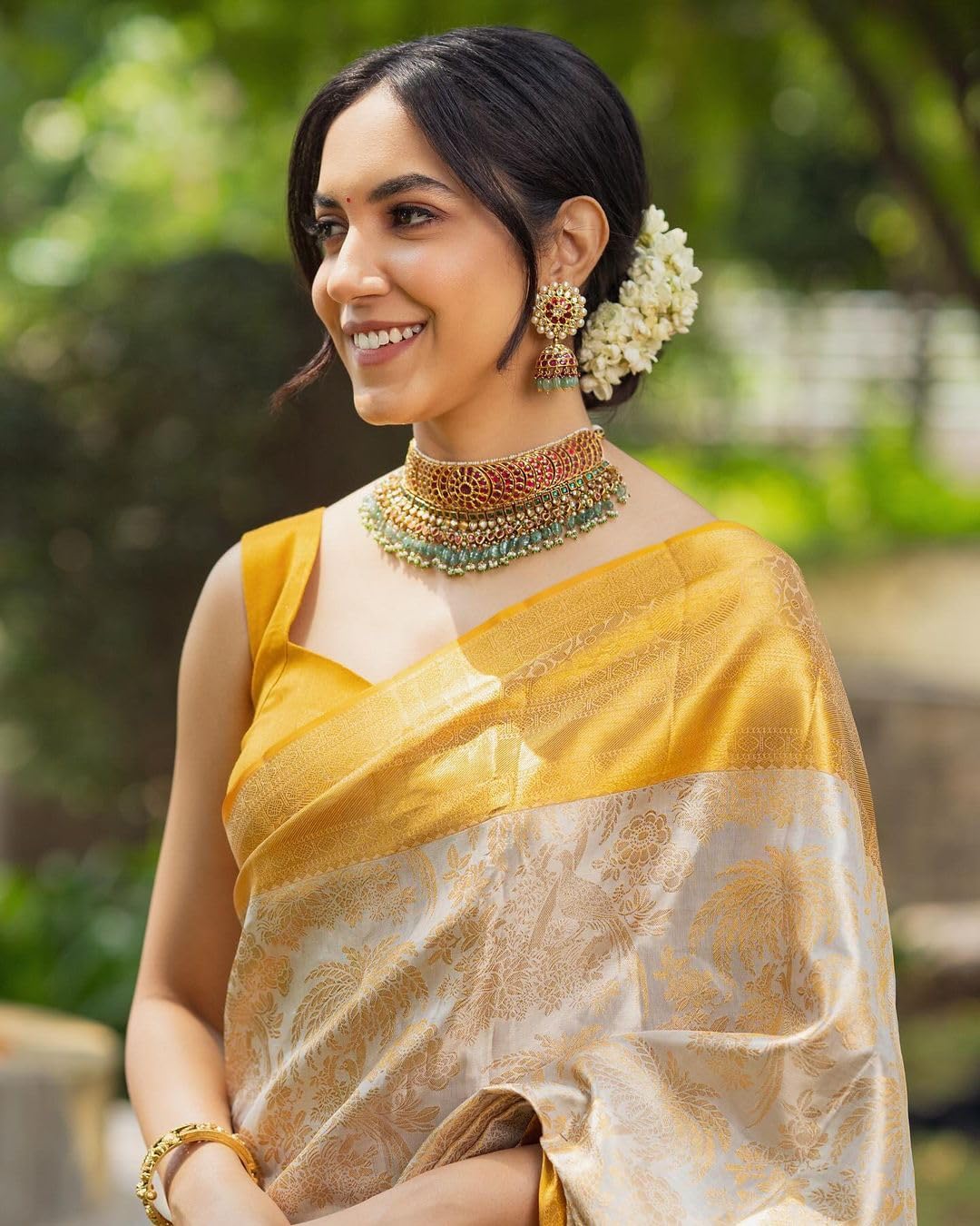 Vasthrlay Mustard Yellow Traditional Saree for wedding and party wear styling