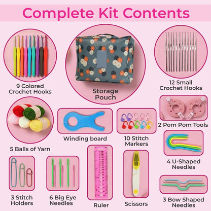 Crochet Starter Kit 58 Pieces with Storage Case Hooks Yarn Bundle Knitting Tools DIY - image 2