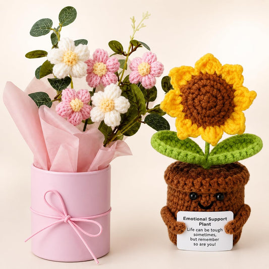 Crochet Flower Bouquet & Emotional Support Sunflower Combo - image 2