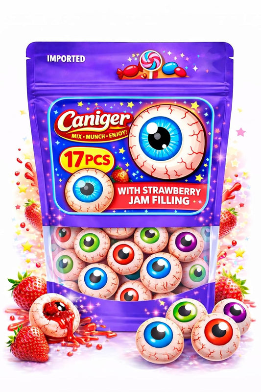 Caniger Eyeball Gummy Balls Strawberry Jam Filled Halloween Candy Pack of 17 180 g