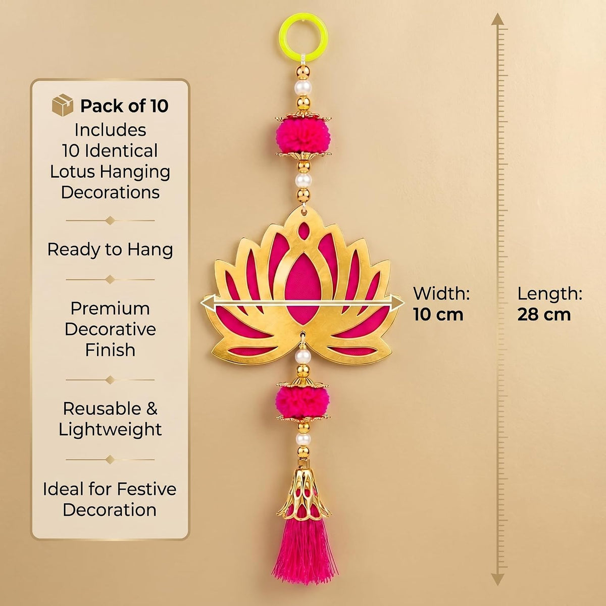 Jeevan Handicraft Pink Pom Pom Lotus Hanging