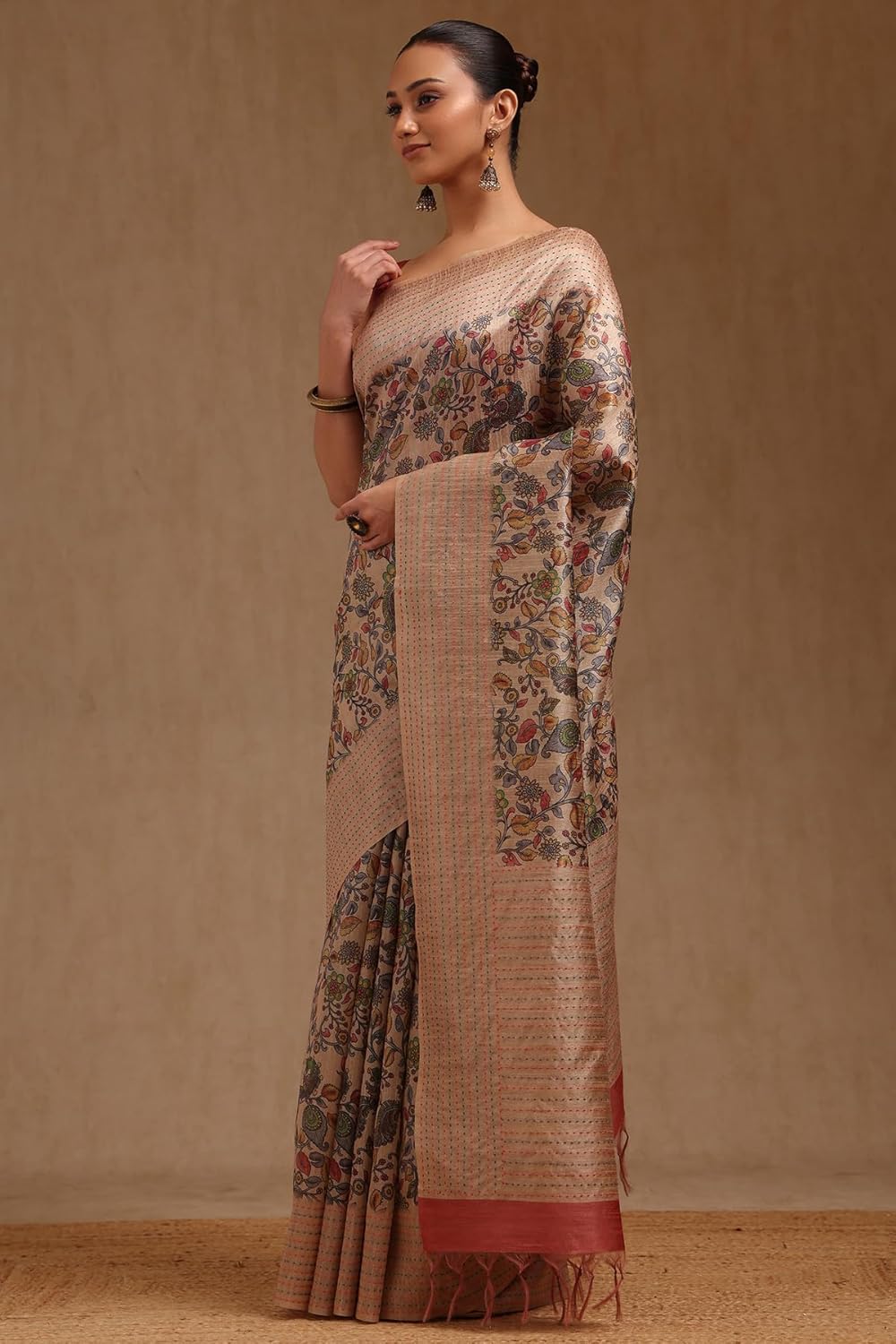 Vasthrlay Chanderi Classic Saree with decorative Kalamkari design