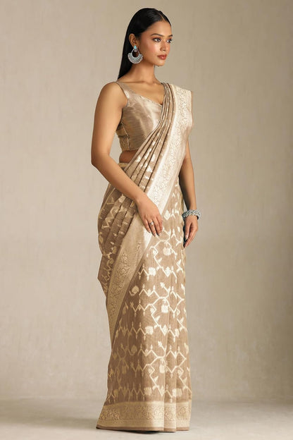 Vasthrlay Tussar Turquoise Saree with decorative Traditional design