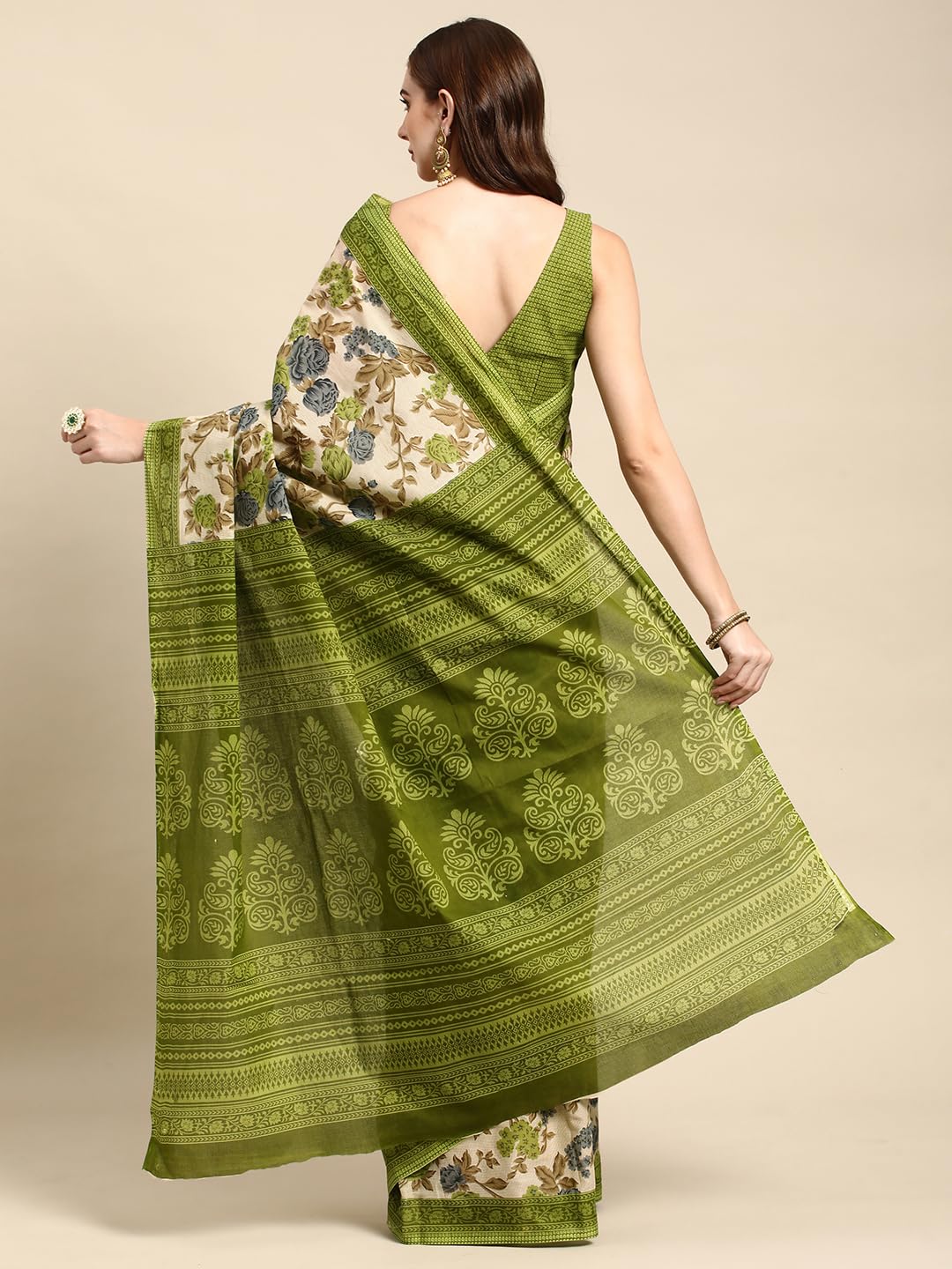 Vasthrlay Blue Saree with elegant cotton and printed styling