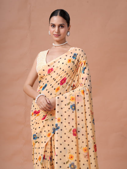 Vasthrlay White Floral Saree with elegant ethnic styling