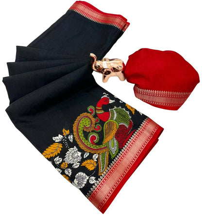 Vasthrlay Classic Ethnic Kalamkari Saree for festive ethnic occasions