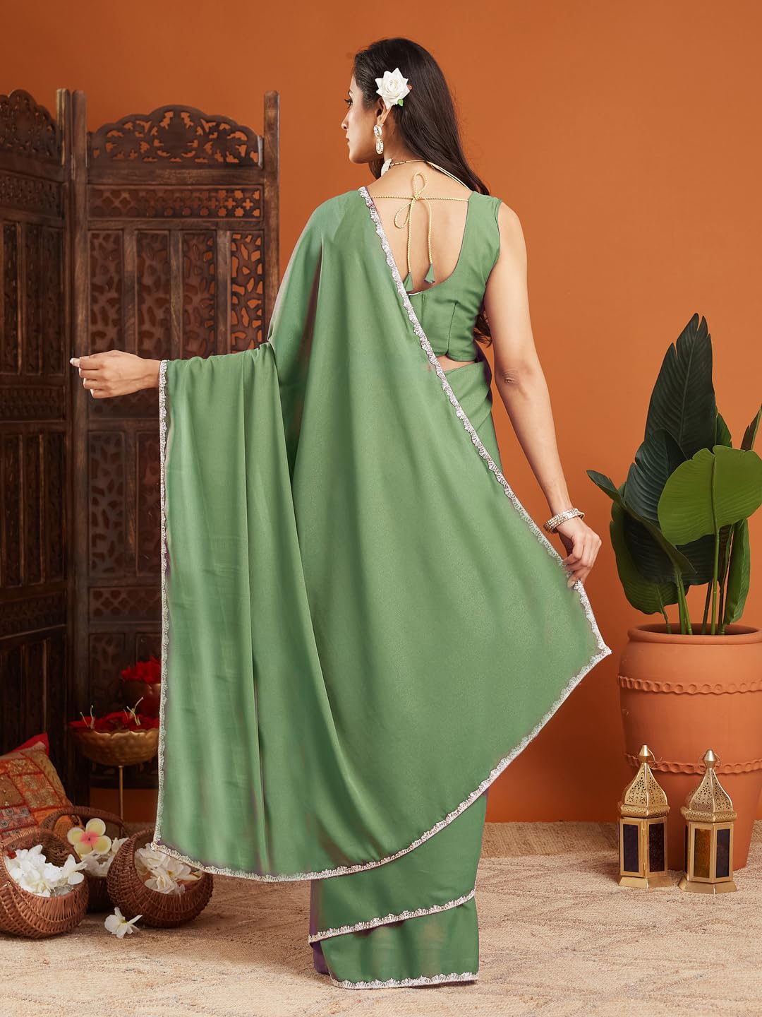 Vasthrlay Lavender Border Saree with elegant ethnic styling