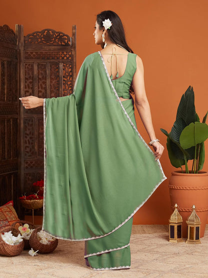 Vasthrlay Lavender Border Saree with elegant ethnic styling