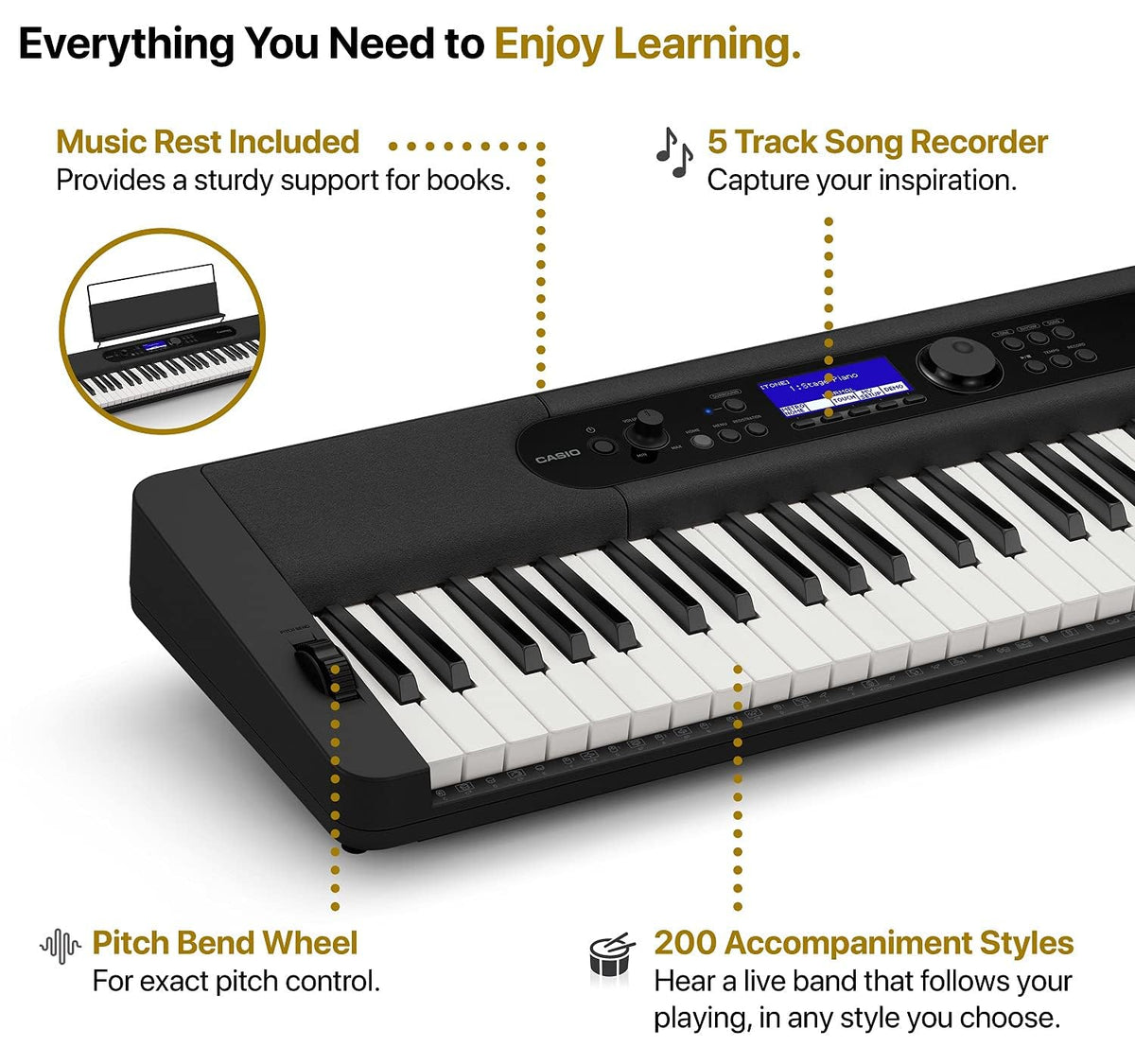 Casio CT-S400 61 Key Portable Keyboard Black
