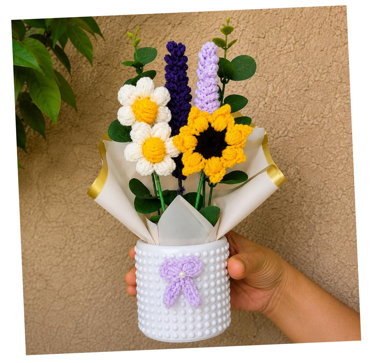 Handmade Artificial Crochet Flower Bouquet - image 1