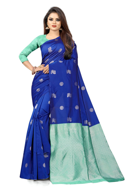 Vasthrlay Silver Banarasi Woven Saree for festive ethnic occasions