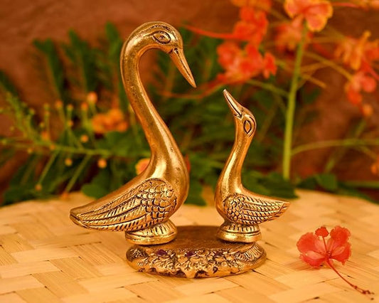 Metal Kissing Duck Transparent Glass Bowl