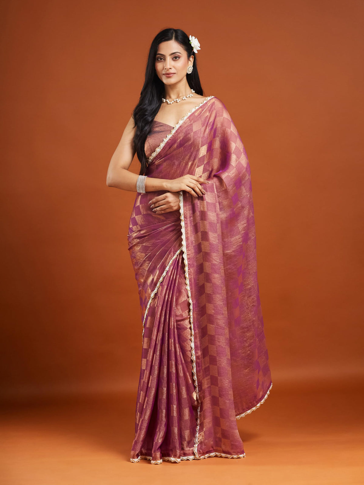 Vasthrlay Ethnic Wine Saree with decorative traditional design