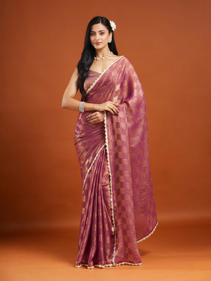 Vasthrlay Ethnic Wine Saree with decorative traditional design