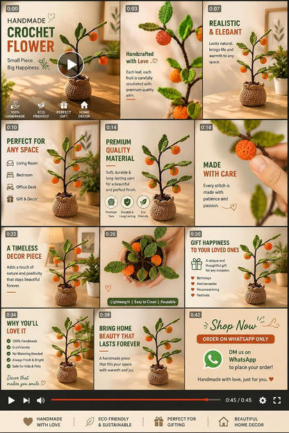 Handmade Crochet Orange Trees - image 4