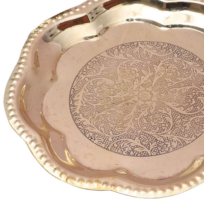 8 Inches Ethnic Carved Brass Puja Thali - PUSHMYCART