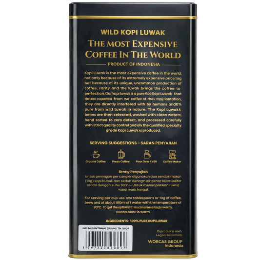 Worcas Kopi Luwak Bali Kintamani Indonesian Coffee 100g