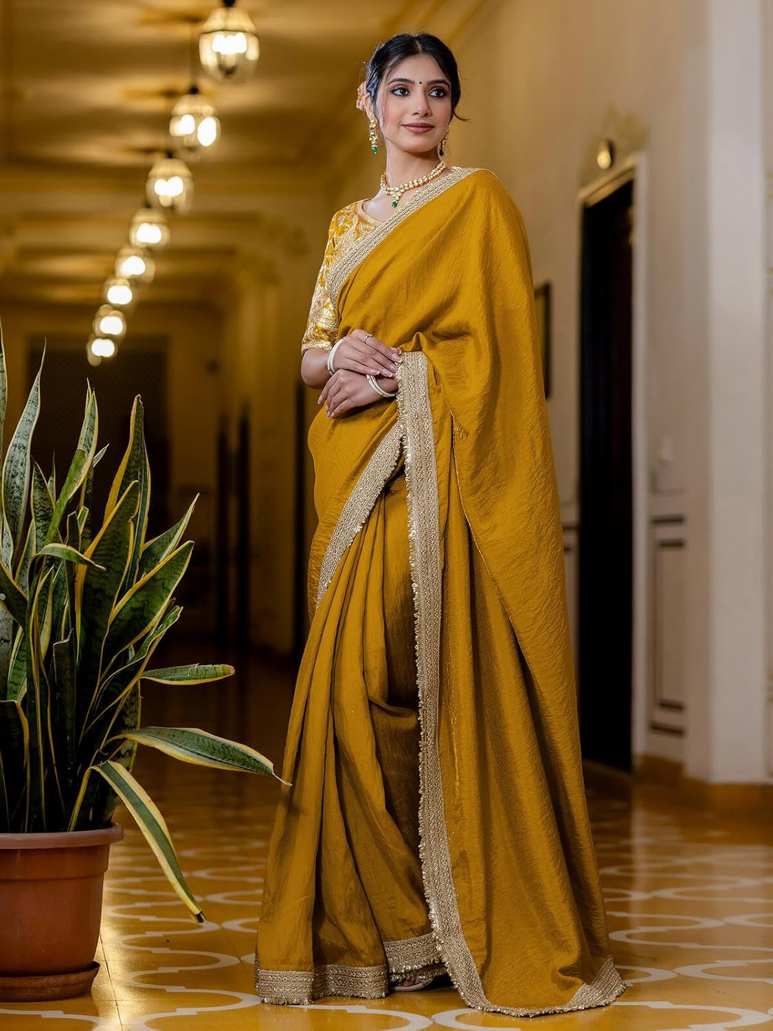 Vasthrlay Olive Traditional Saree with elegant ethnic styling