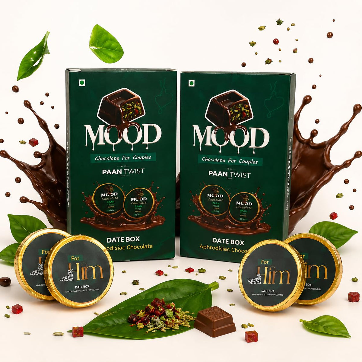 DATEBOX Ayurvedic Dark Chocolate Paan Flavour 20g 4 Pieces Pack of 2