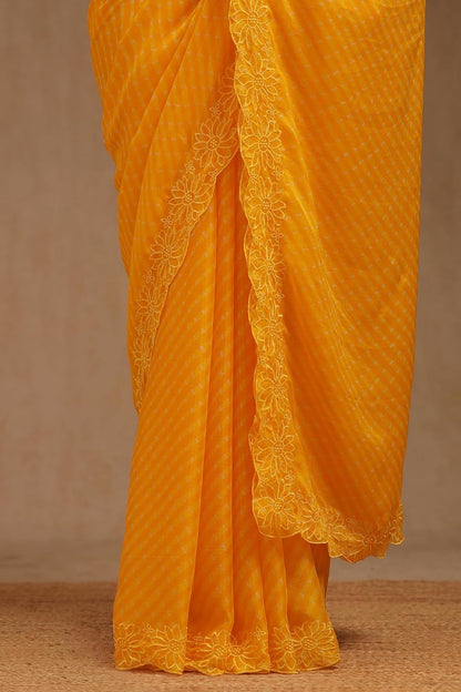 Vasthrlay Traditional Saree in Yellow with refined ethnic appeal