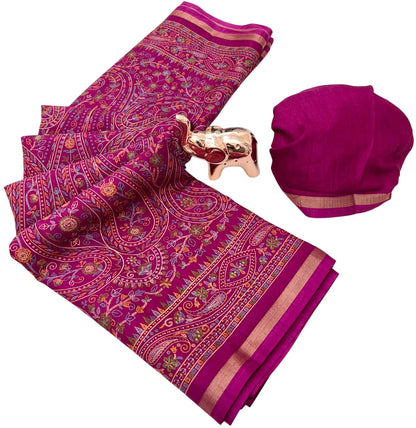 Vasthrlay Classic Tussar Floral Saree for festive ethnic occasions