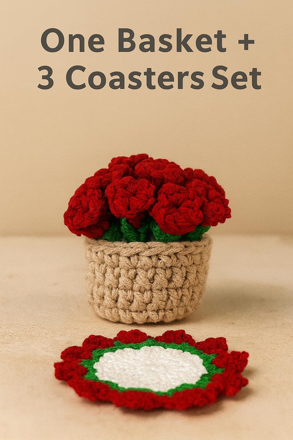 Handmade Crochet Tea Coaster Set (3+1) - image 3