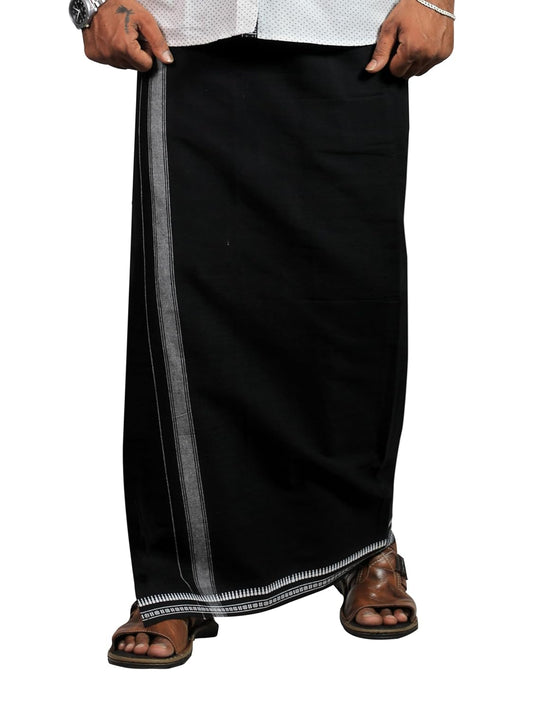 PRAKASAM COTTON Black Single Dhoti 2 Meter Ayyappa Vratham Collection