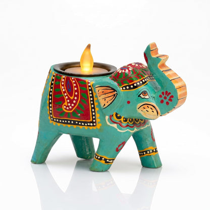 Jeevan Handicraft Wooden Elephant Tealight Candle Holder