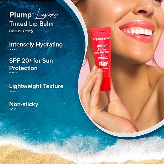 Aqualogica Crimson Candy Plump+ Luscious Tinted Lip Balm 10 g | Pack of 5