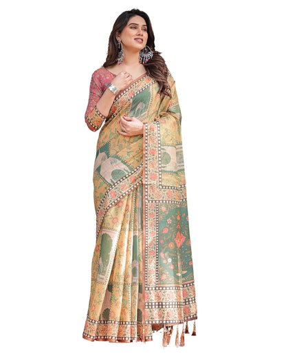 Vasthrlay Classic Cotton Tassels Saree for festive ethnic occasions