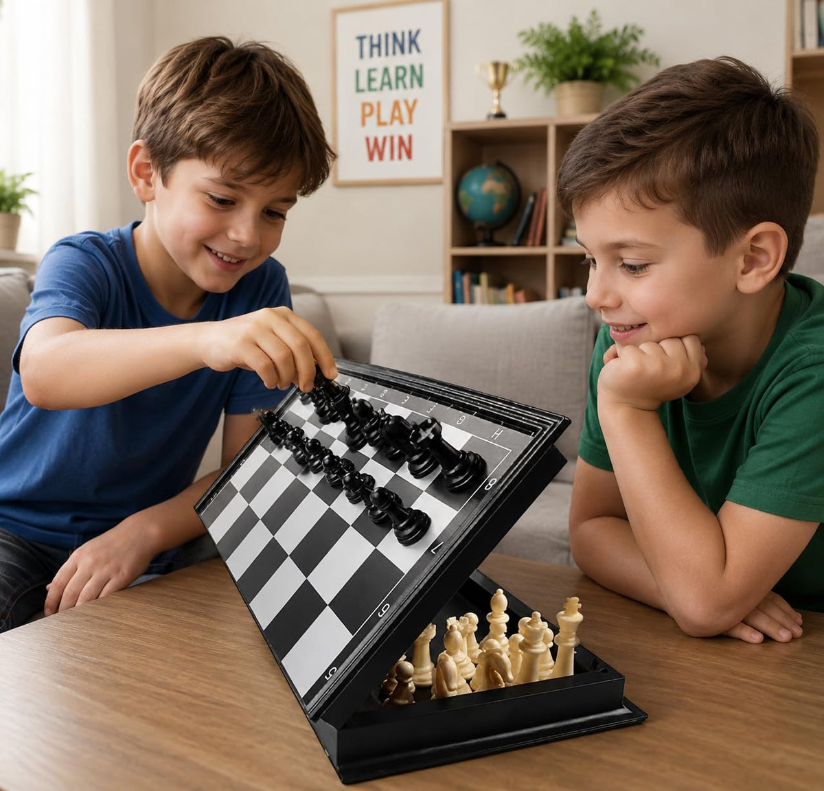 Khasala Brothers Magnetic Folding Chess Board Set 10 Inch Black