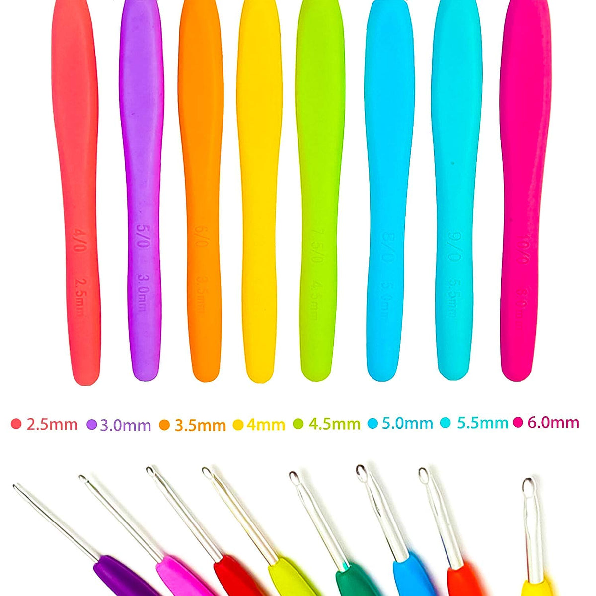 Knitting Crochet Hook Needle Set, 52 Pcs Sewing Kit -16 Pcs Soft Grip Handle Hooks - image 4