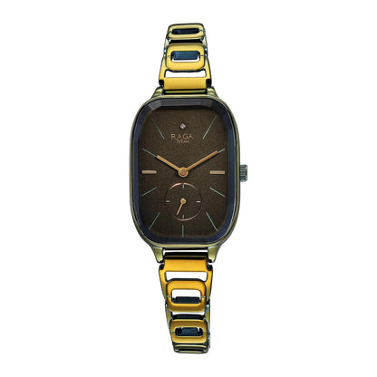 Titan Raga Chic Quartz Analog Black Dial Rose Gold Metal Strap Watch for Women - NT2687WM01