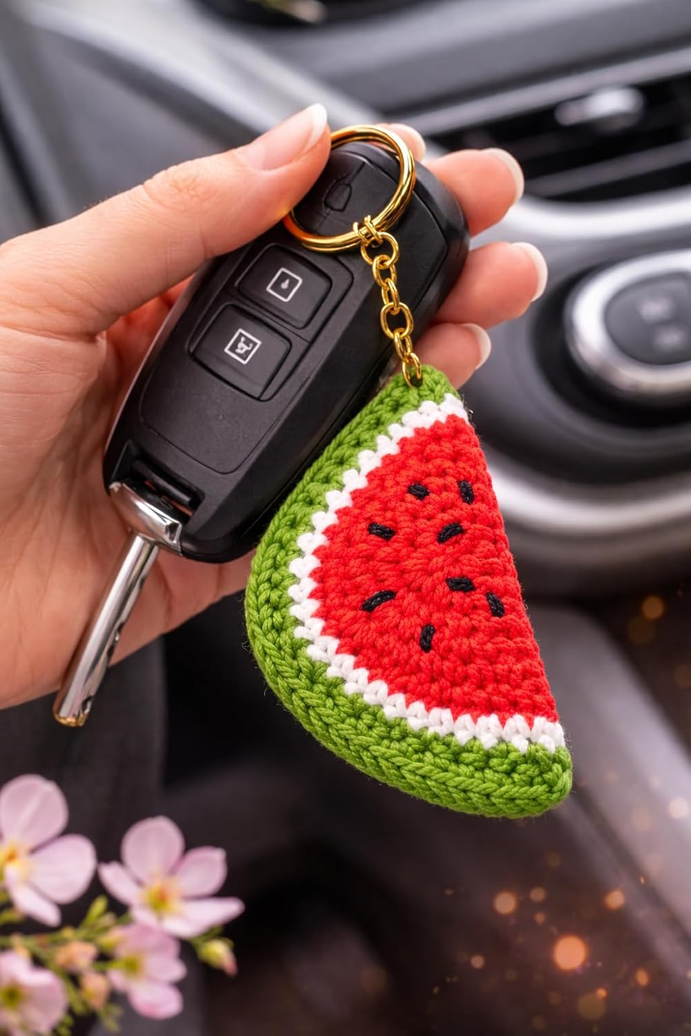 Handmade Crochet Watermelon Keychain - image 4