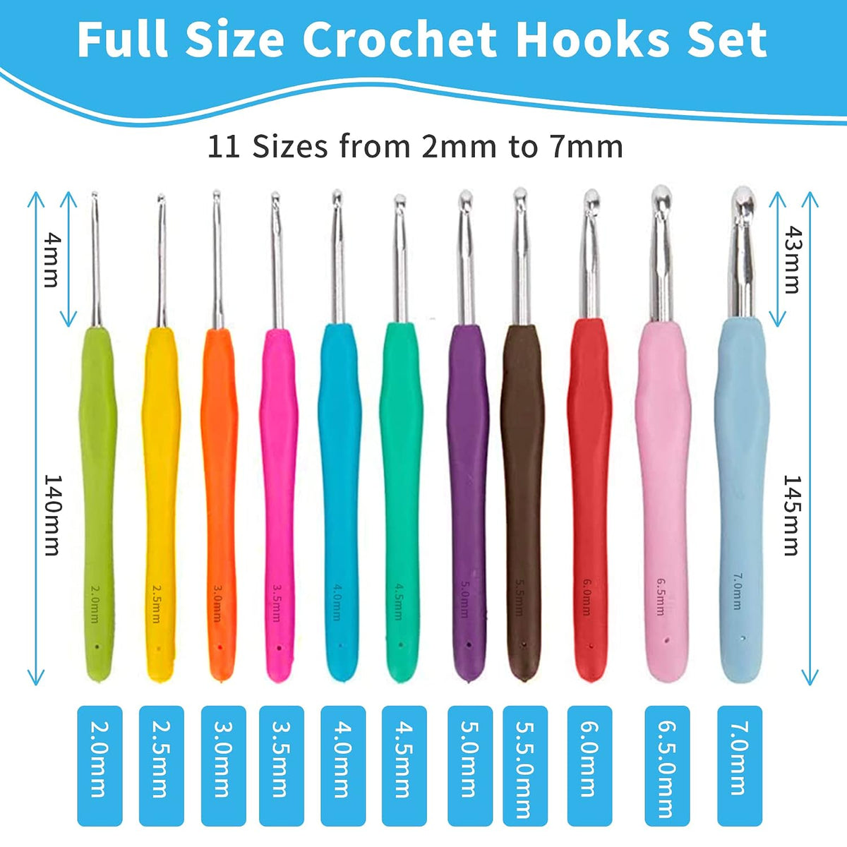 32 Pcs Pack Crochet Hooks Set Ergonomic Soft Handles Needles - image 2