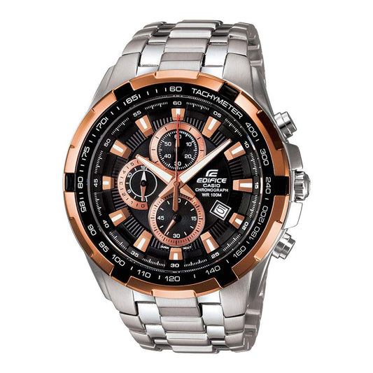 Casio Edifice EF-539D-1A5VDF Analog Black Dial Men Watch Silver Metal Strap (ED368)