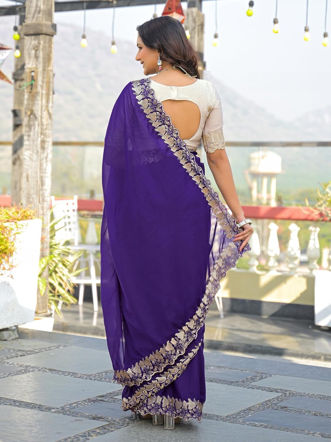 Vasthrlay Georgette Classic Saree with decorative embroidery design