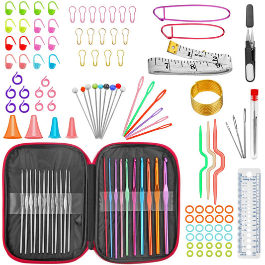 100 Pcs Crochet Hook Set with Yarn Knitting Needles - image 1