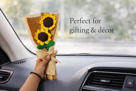 Handmade Crochet Flower Bouquet, Sunflower & Tulip Designs, Birthday - image 2