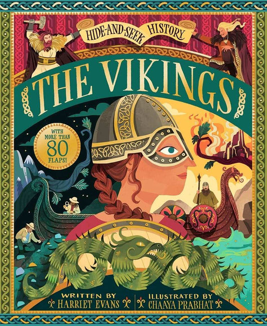 Oxfordbookstore The Vikings Hide and Seek History 3 paperback book with interactive flaps, showing Viking illustrations.
