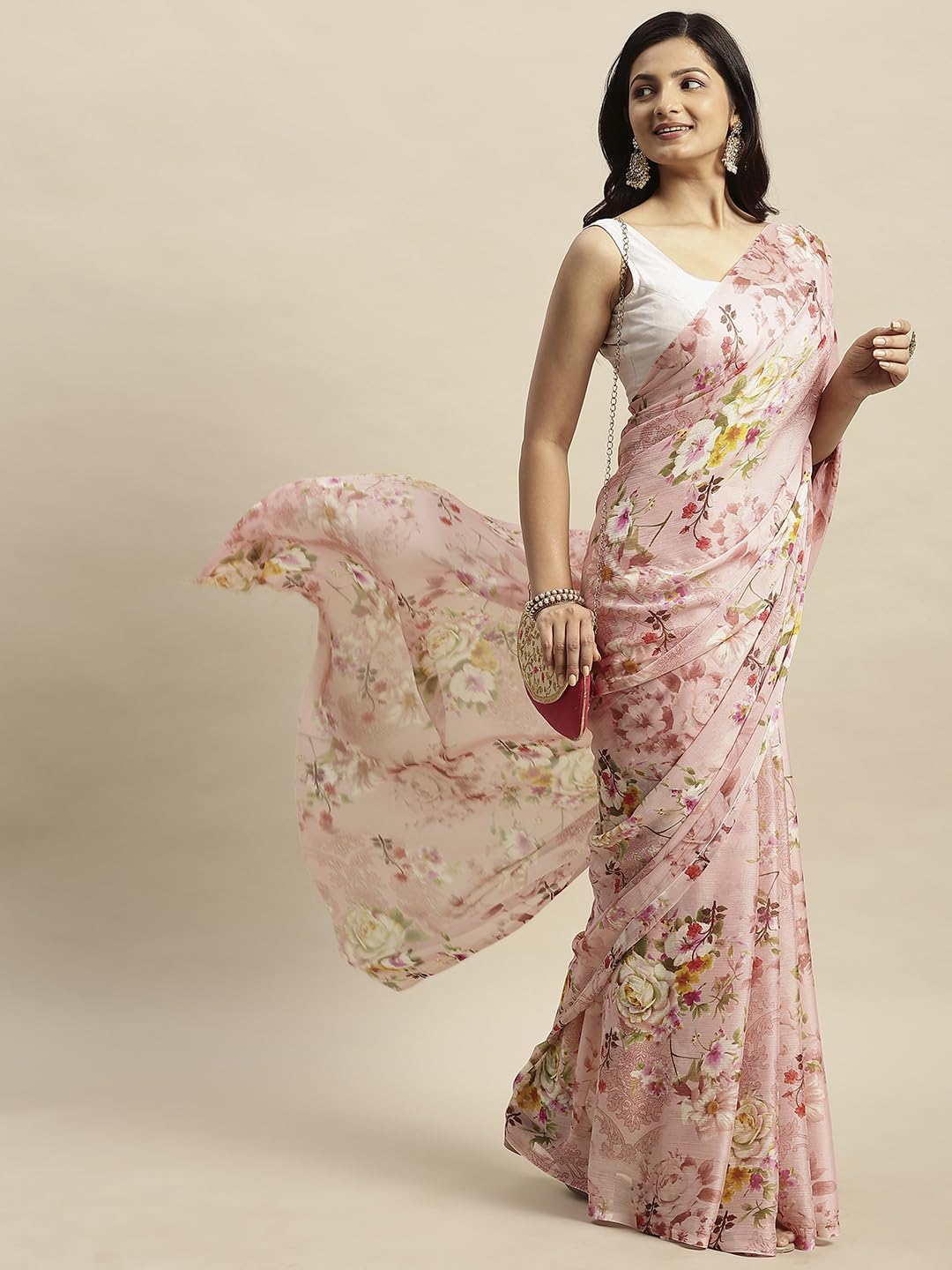 Vasthrlay Pink Traditional Saree for wedding and party wear styling