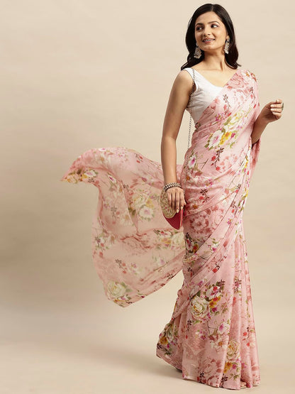 Vasthrlay Pink Traditional Saree for wedding and party wear styling