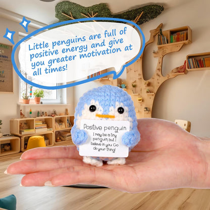 Handmade Crochet Penguin Toys Desk Decor with Positive Message Card - image 3