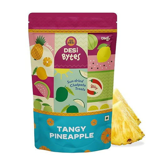 Go Desi Pineapple Bytes Combo Tangy and Spicy | Sun-dried | All-day Snacks 10 Packs