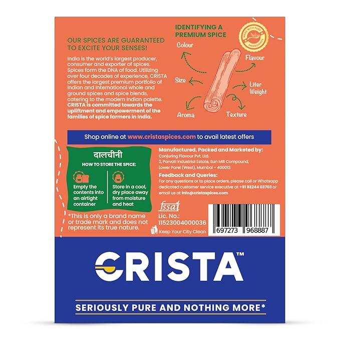 CRISTA Whole Dalchini Tubes | Pure Dalchini | Cinnamon Sticks - PUSHMYCART