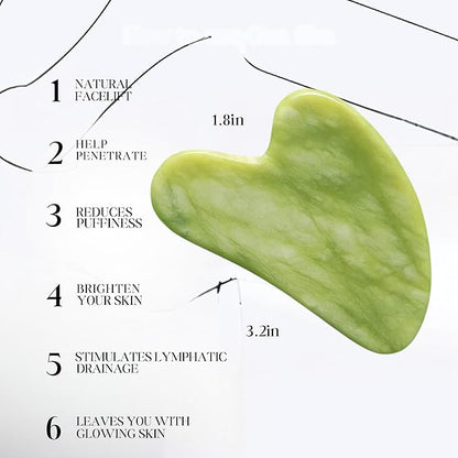 Himalayan Green Jade Roller & Gua Sha Set for Face and Neck