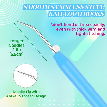 3 Pack Knitting Loom Hooks Pick Tool & Crochet Needle Hook with 2-Size's Large Eye - image 3